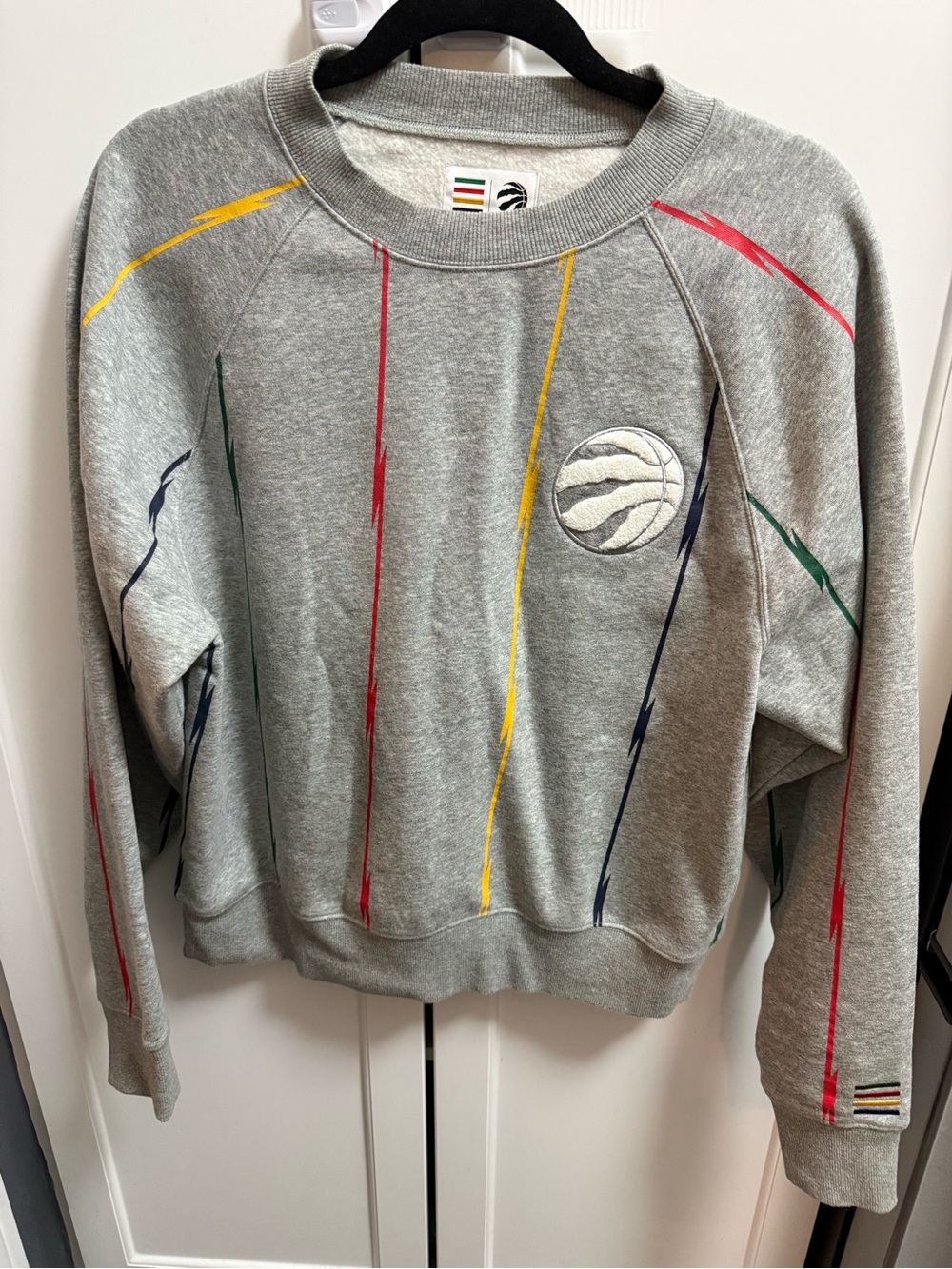 NBA Gray Crewneck Sweatshirt with Multicolor Stripe Details